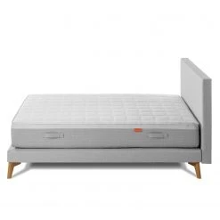 Lit SmoodSpring I - Tissu / Chêne massif - Bleu foncé - Gris clair - 140 x 200cm -Lits & literie Soldes smoodspring bett iii webstoff eiche massiv 140 x 200cm hellgrau 5118288